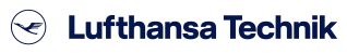 Dunkelblauer Schriftzug Lufthansa Technik mit blauem Kranich Symbol
