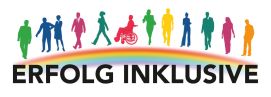 Logo Erfolg inklusive Logo für die Veranstaltung zur beruflichen Inklusion mit AKQUINET, EDEKA und Lufthansa
