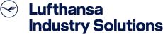 Dunkelblauer Schriftzug Lufthansa Industry Solutions mit blauem Kranich Symbol